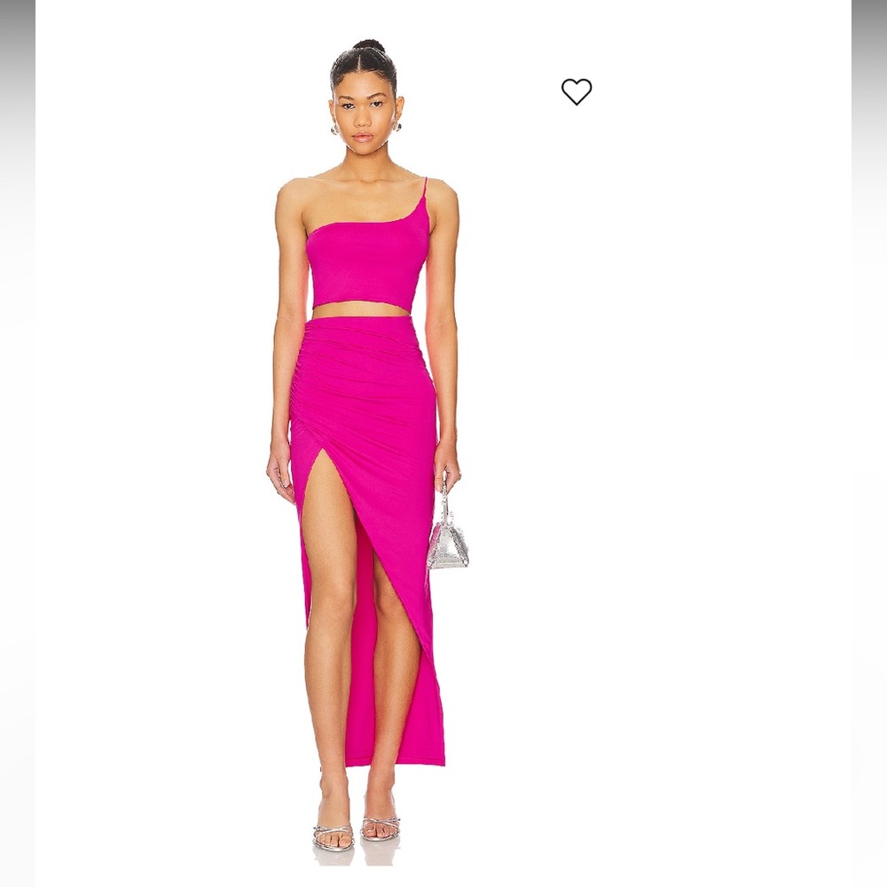 Superdown Lydia Maxi Skirt Set Hot Pink (M)